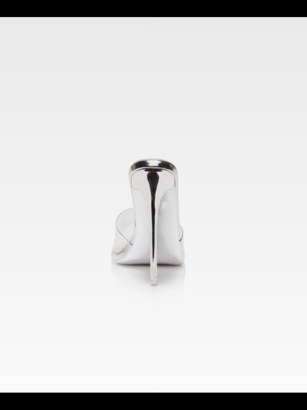 Clear Strap Silver Stiletto Mule Heel - Picture 2 of 15